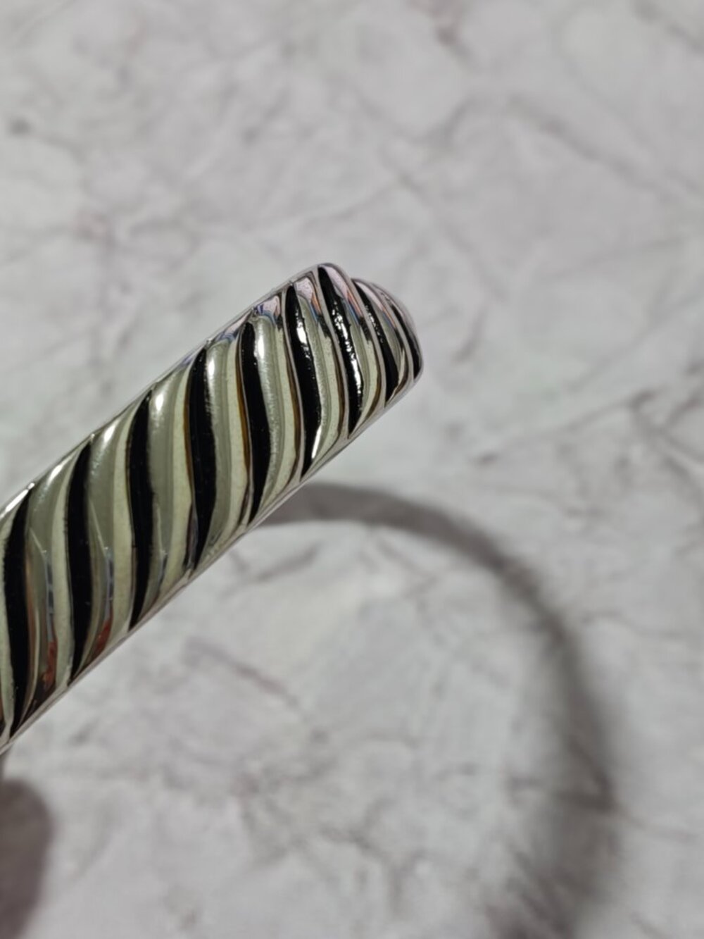 Sterling Silver Sculpted Cable Cuff Bracelet, Wide Open Bangle - Picture 7 of 8